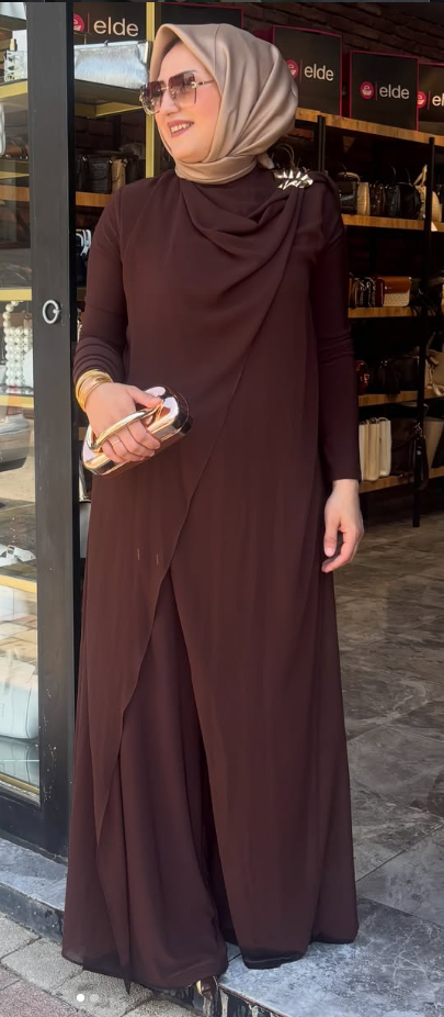 3126 ACI KAHVE ŞİFONLU TULUM