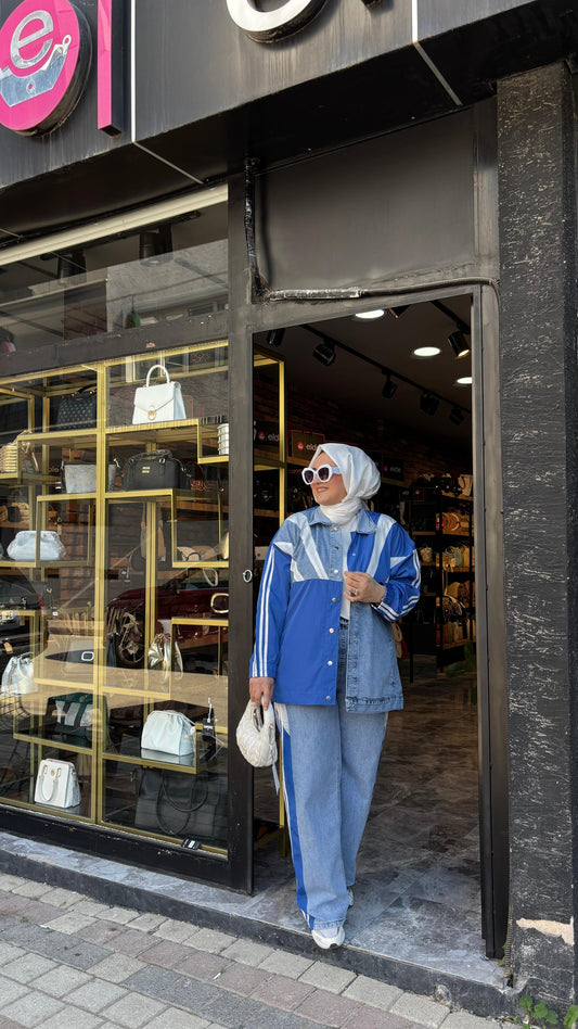 💙ÇİZGİLİ KOT TAKIM MAVİ💙