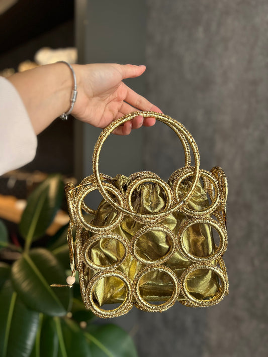 GOLD PARLAK ABİYE ÇANTA