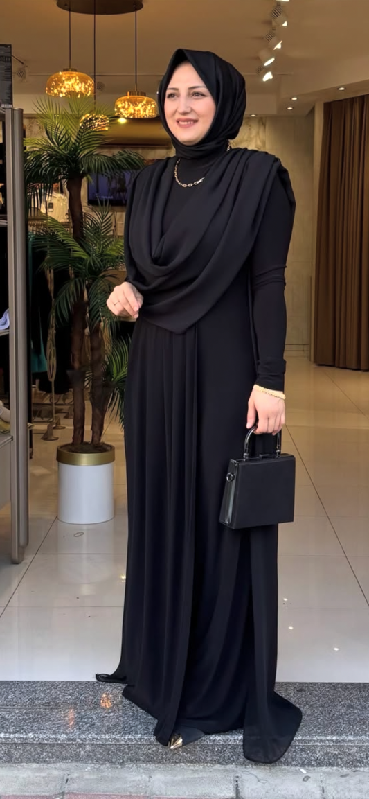 66721 SİYAH ŞİFONLU  TULUM