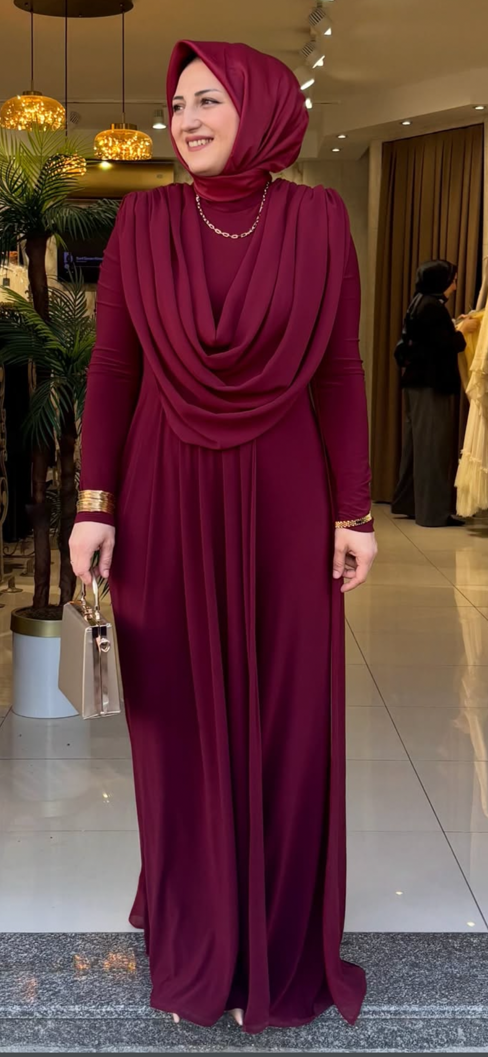 66721 şifon bordo tulum