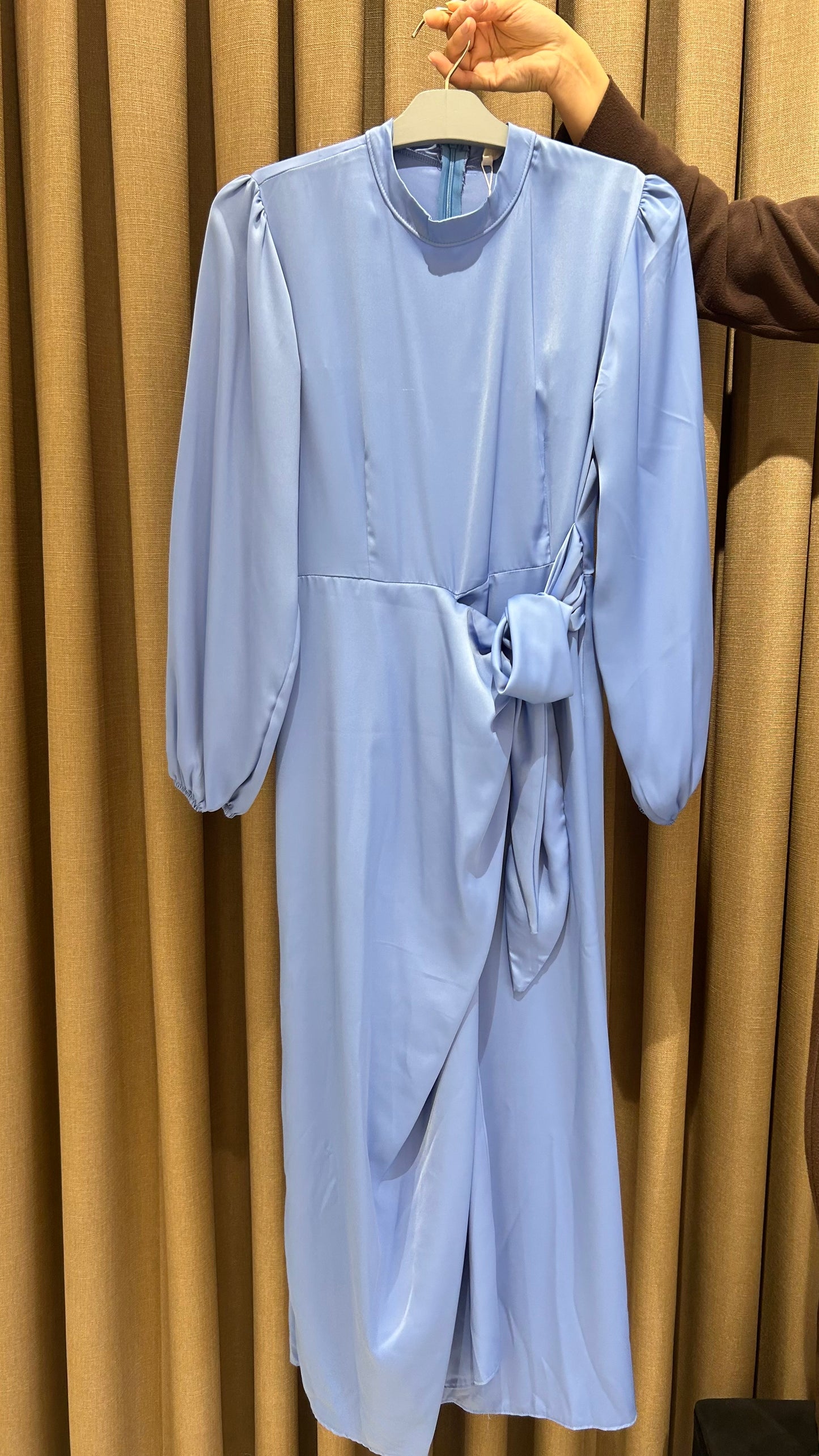 BEBE MAVİSİ SATEN ELBİSE