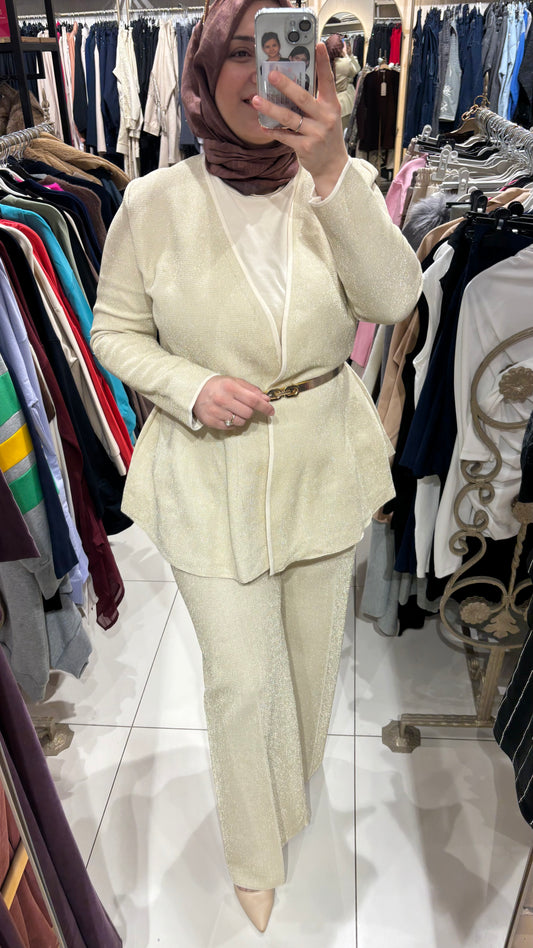 💫SİMLİ KREM TRİKO TAKIM💫