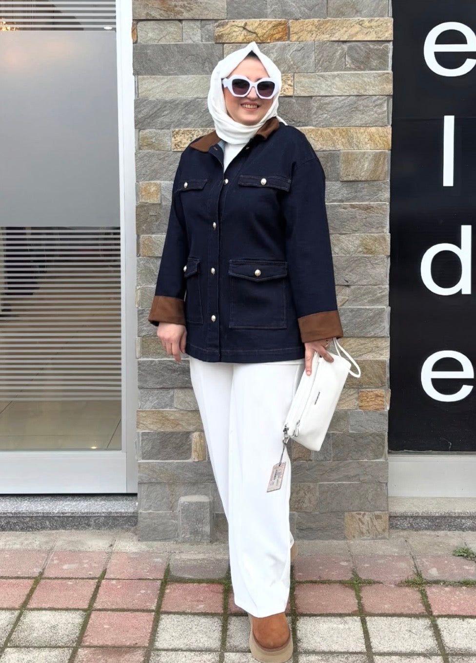 KAHVE SÜET DETAYLI CEKET