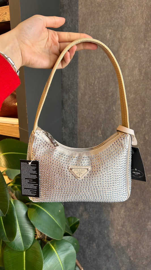 PRADA TAŞLI EL VE  OMUZ ÇANTASI