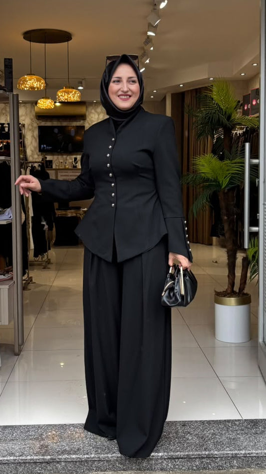 6662 Düğme Detaylı Blazer takım